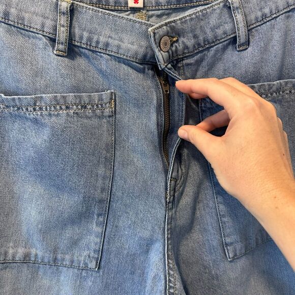 Lucky Brand Women's Size 14/32 High Rise Wide Leg Cropped Blue Denim‎ Jeans - Picture 13 of 16